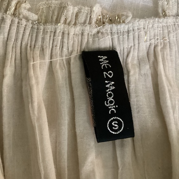 Me 2 Magic Maxi Dress Small Metallic Embroidered Gold  Boho Holiday Party - Picture 9 of 16